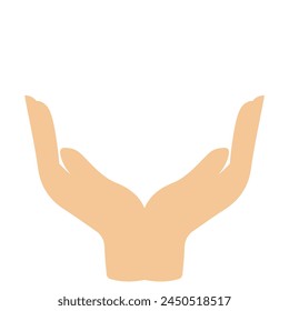 Realistic female Hands in taking position isolated on white background. Skin color empty Hand with long Arm editable vector clipart EPS available