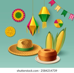 Realistic festa junina composition with elements