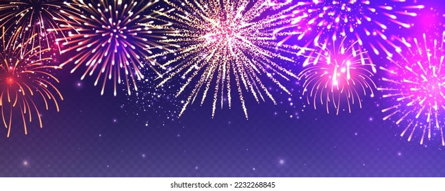 Festividades realistas con efecto de transparencia. Explosión colorida con brillantes chispas. elemento de diseño de tarjetas de felicitación de Navidad o Año Nuevo. Festival de luces Diwali. Ilustración del vector