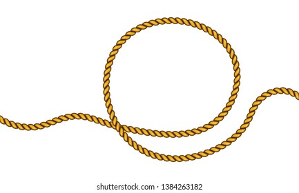 Realistic fiber ropes. Military fleet, sailing on ship, boat, ship. Vector illustration. Decorative elements with brown packthread. Vector illustration.