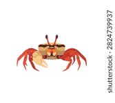 Realistic Fiddler Crab Vector Illustration with Large Major Claw Isolated on White Background