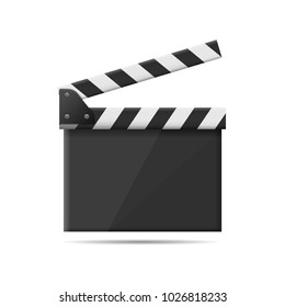 Realistic Film clapper board, movie intustry. Video symbol