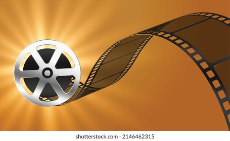 realistic film strip background with light rays