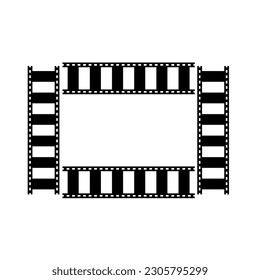 Realistic film strips collection. Old retro cinema movie strip. Vector illustration. Template film roll