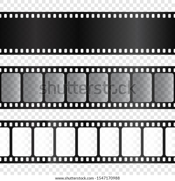 透明な背景にリアルなフィルムストリップコレクション 古いレトロなシネマストリップ ベクター画像のフレーム のベクター画像素材 ロイヤリティフリー