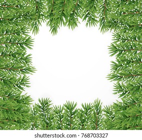 Realistic Fir Branches. Merry Christmas and New Year Winter Natural Background. Vector Illustration EPS10