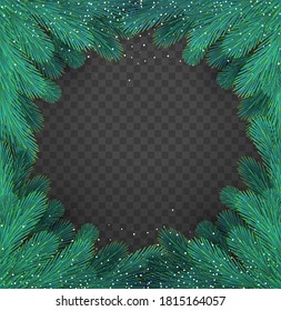 Realistische Tannenbaum zweigt Hintergrund mit Schnee.