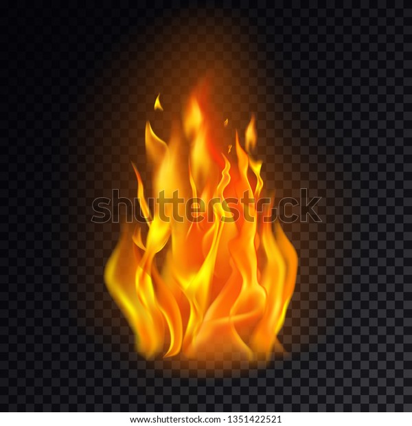 透明な背景にリアルな火または3dの炎 熱い火傷 炎 の絵文字またはオレンジの熱アイコン キャンプファイアのロゴ 暖炉のエレメント 火付けと危険 エネルギーと警告 暖かいと閃光のコンセプト のベクター画像 素材 ロイヤリティフリー
