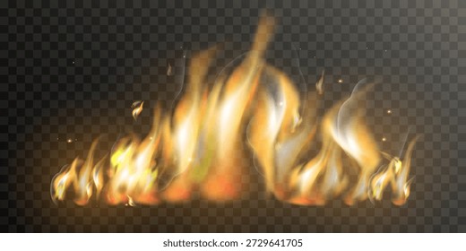 Realistic fire background. Bright burning flames. Fire for design, flames, fiery combustion.