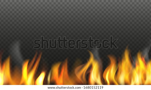 リアルな火の背景 透明な背景に炎 焼き付く光のベクターイラスト のベクター画像素材 ロイヤリティフリー