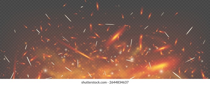 Realistic fire background with glowing embers, sparks and rising smoke. Fiery texture in red, orange and black creates intense heat and danger effect. Industrial power or night scenes backdrop.