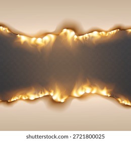 Realistic fire and burning paper with edges.