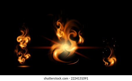 realistic fire, curving flames, eruption, explosion