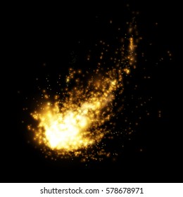 Realistic fire element on black. Vector illustration