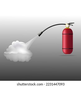 realistic fire extinguisher, fire extinguisher by spraying smoke, vector safety fighting equipment.