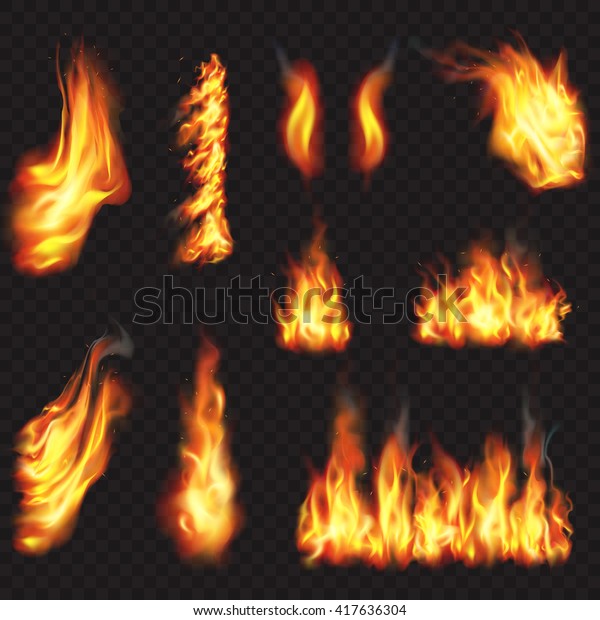リアルな火の炎エフェクト ベクターイラストセット のベクター画像素材 ロイヤリティフリー