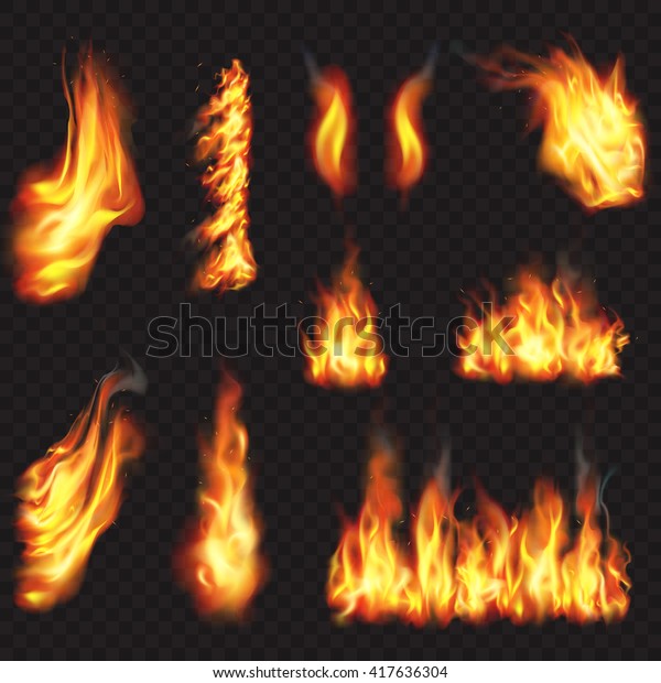 Realistic Fire Flames Effect Vector Illustration Stock Vector Royalty Free