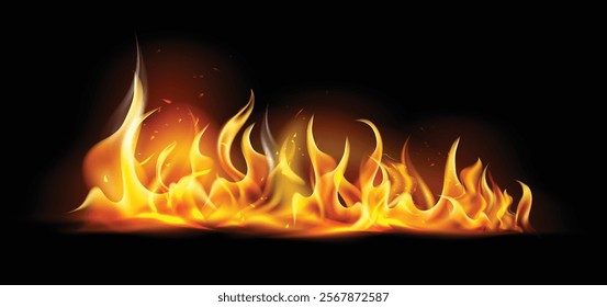 Realistic fire flames and effects composition