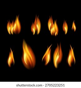 Realistische Flammen und Effekte auf transparentem Hintergrund