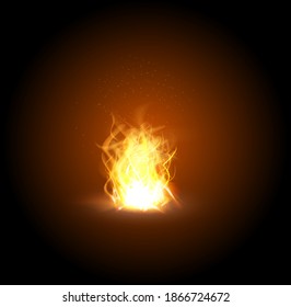 realistic fire flames, ilsolated vector backgound 