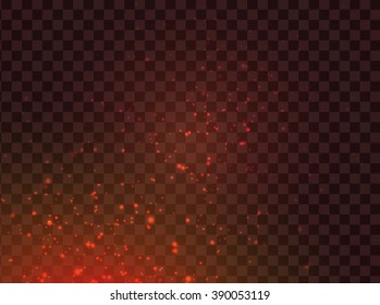 Realistic fire flames on transparent background.Hot, Special effects. Vector illustration. Translucent elements. Transparency grid