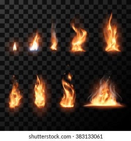 Realistic fire flames set