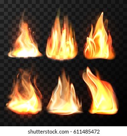 Realistic fire flames set