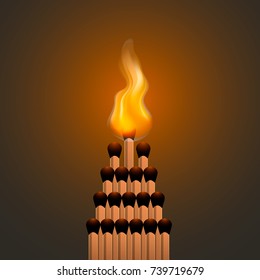 Realistic fire flames. Style illustration of bonfire. Icon for web. 