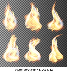 Realistic Fire Flames Vector On Transparent Background