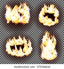 Realistic fire flames vector on transparent background