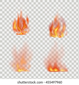 Realistic Fire Flames Vector On Transparent Background