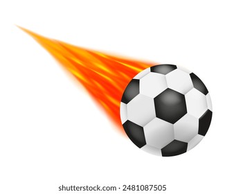  Bola de fútbol de fuego realista o bola de fútbol de fuego realista.2024 Fútbol. Fútbol 3d o Fútbol .Vector