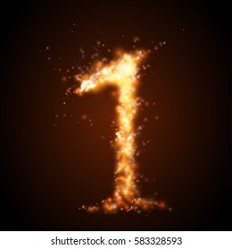 Realistic fire number, isolated. Vector illustration