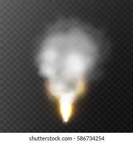 realistic fire and Smoke. Special Effects Vector Illustration. Transparent Background.