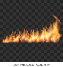Realistic fire trail vector illustration