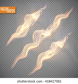 Realistic fire transparent effect element, abstract vector eps10. Magic Illustration