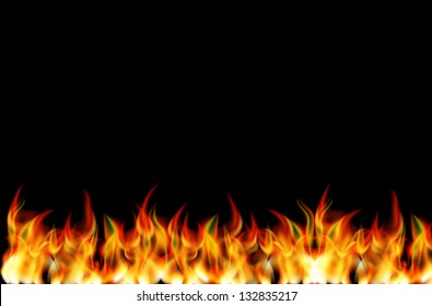 Realistic fire vector on black background