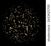Realistic firecracker exploding in the night sky. Bright yellow fireworks burst. Festive blur sparks. Pyrotechnics light effect. Holiday celebration vector design. Carnival sparkling