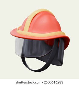 Realistic firefighter helmet with transparent face shield. Protective professional accessory