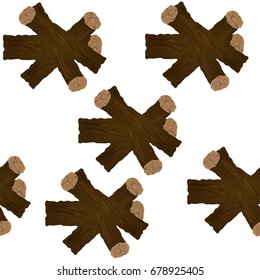 Realistic firewood stacks seamless background, periodic pattern.