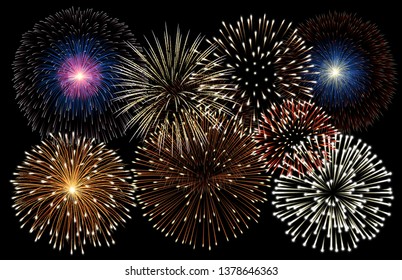 Realistic fireworks background vector