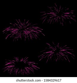 Realistic fireworks for decoration design. Festive event. Vector illustration. Isolated object. Modern design.