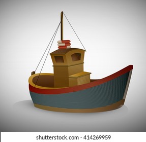 realistic fish boat isolated, vector
