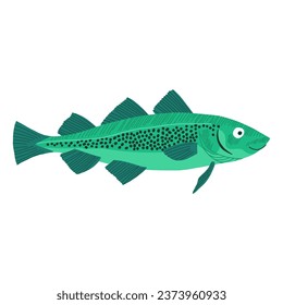 Realistic fish. Large ocean species. Whimsical fantasy fauna. Colored flat graphic vector illustration isolated on white background
