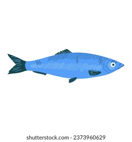 Realistic fish. Large river species. Whimsical fantasy fauna. Colored flat graphic vector illustration isolated on white background