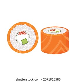 Realistic fish rolls, the national Japanese dish - Vector illustration