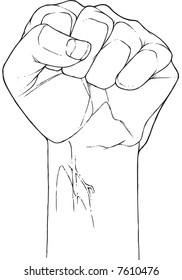 realistic fist held high full of simbolism