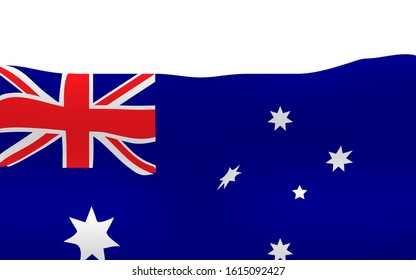 The realistic flag of Australia flies in the wind. Australia Day. Isolated on a white background. Vector illustration.