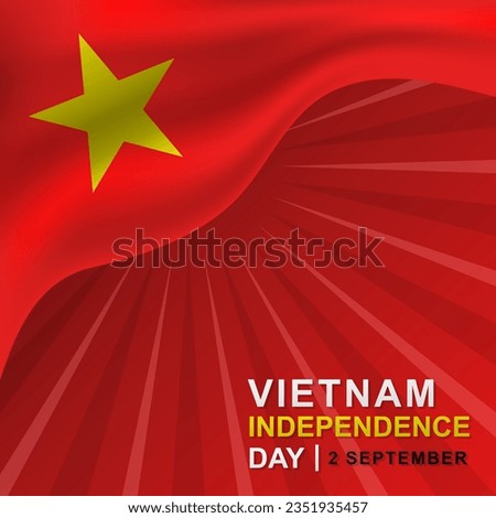 Realistic flag background of Vietnam Independence Day greeting