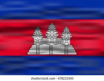realistic flag cambodia